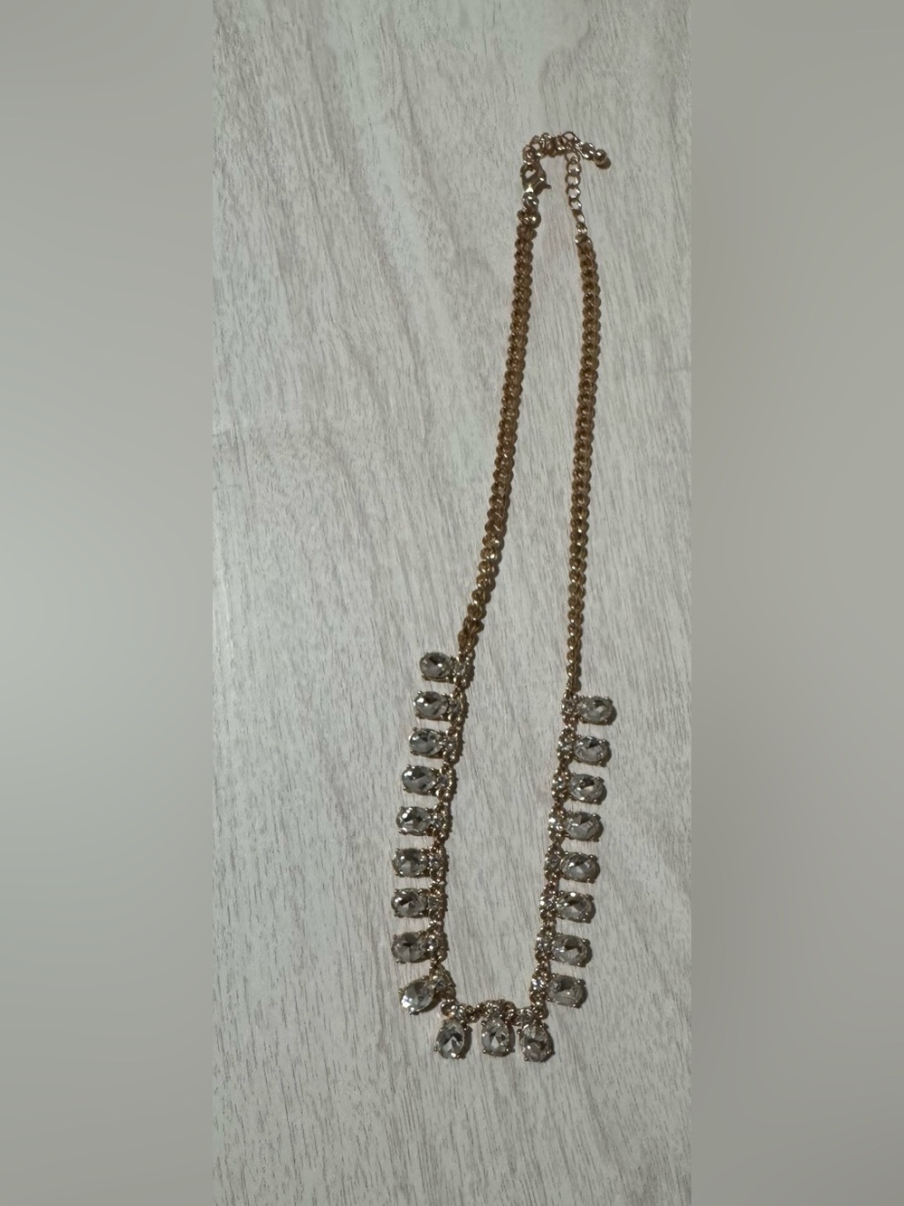 Gold Tone Clear Rhinestone Teardrop Crystal necklace